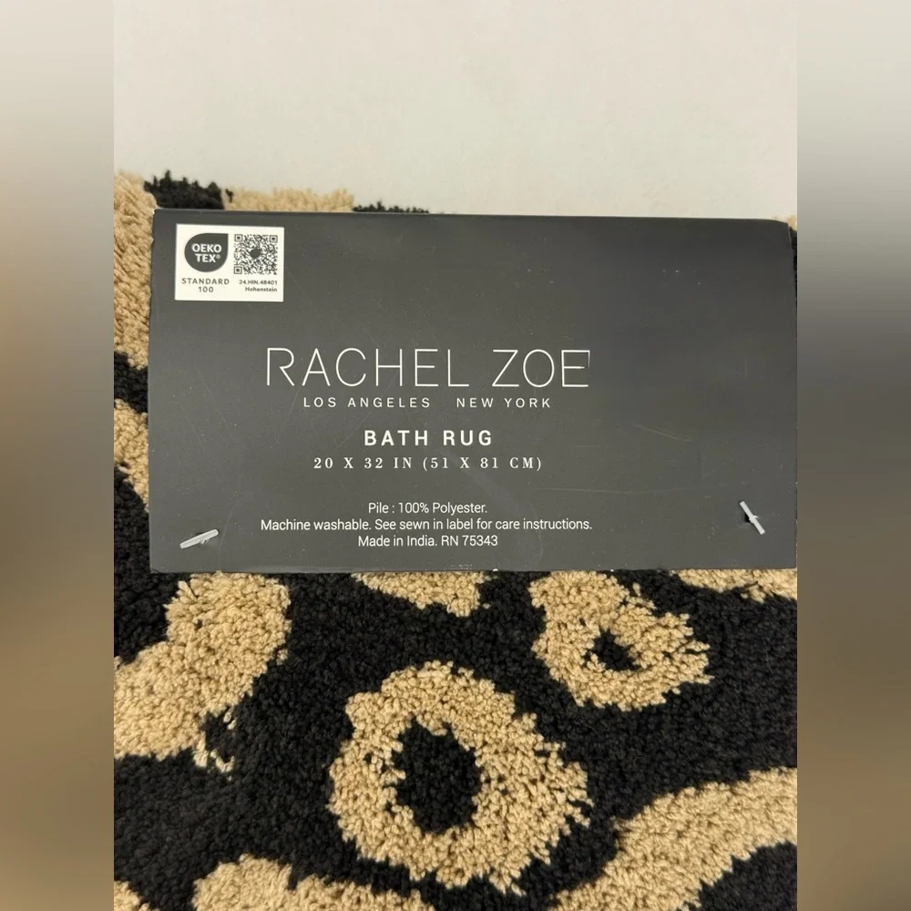 Rachel Zoe Cheetah Leopard Animal Bath Rug Black Tan - Picture 6 of 7